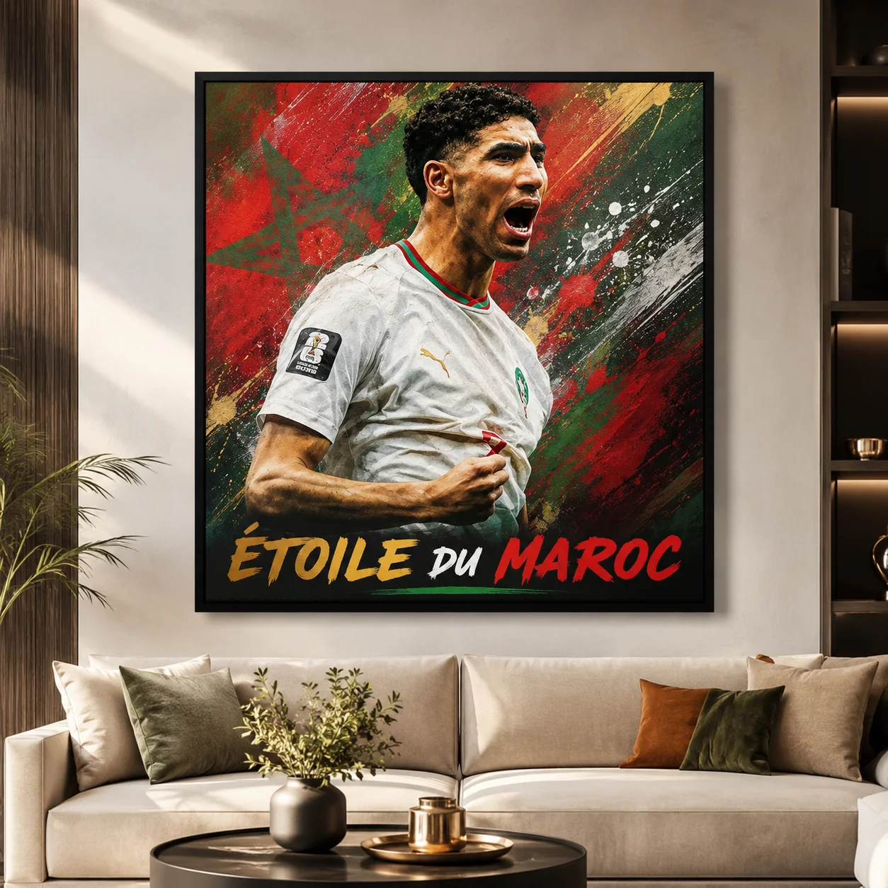 Tableau mural Football Pop Art - Décoration salon chambre - Toile Canvas 70x70 cm